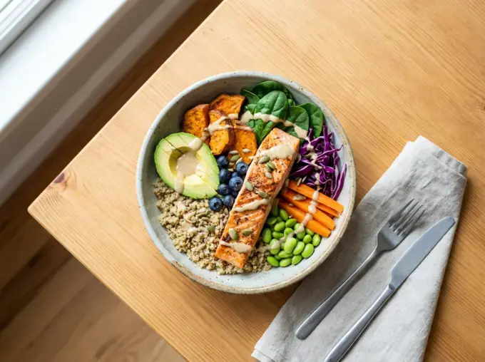 Balanced healthy meal supporting a compounded tirzepatide program in Washington